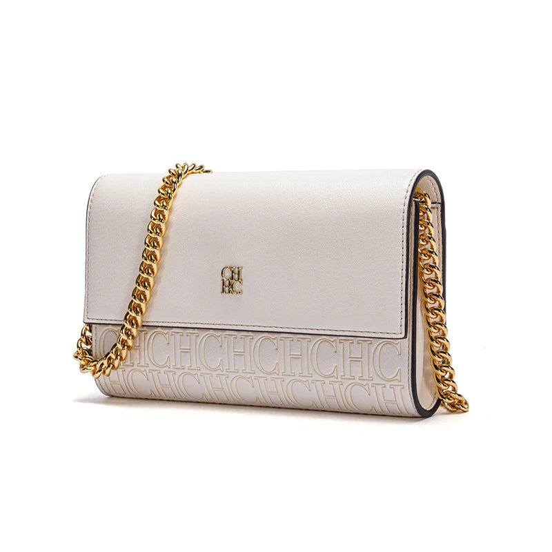 CH Women's Shoulder Bag New Magnetic Flip Chain Bag Brown Small Square Bag Wallet