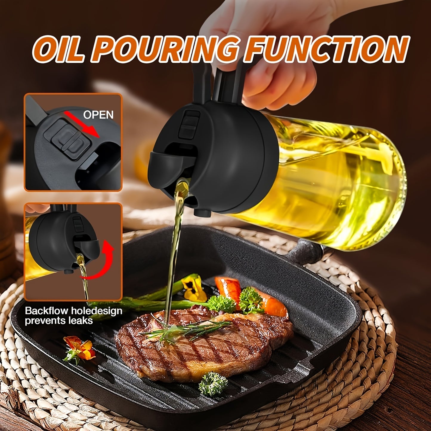2pcs—Hand-Held Oil Spray Bottle, Oil Spray And Pour Oil 2 in 1, Olive Oil Sprayer And Oil Dispenser, Fat Reduction Oil Spray Pot Artifact, Kitchen Oil Dispenser Bottle, Oil Spray Bottle, Oil Sprayer, Oil Spray Bottle, for K