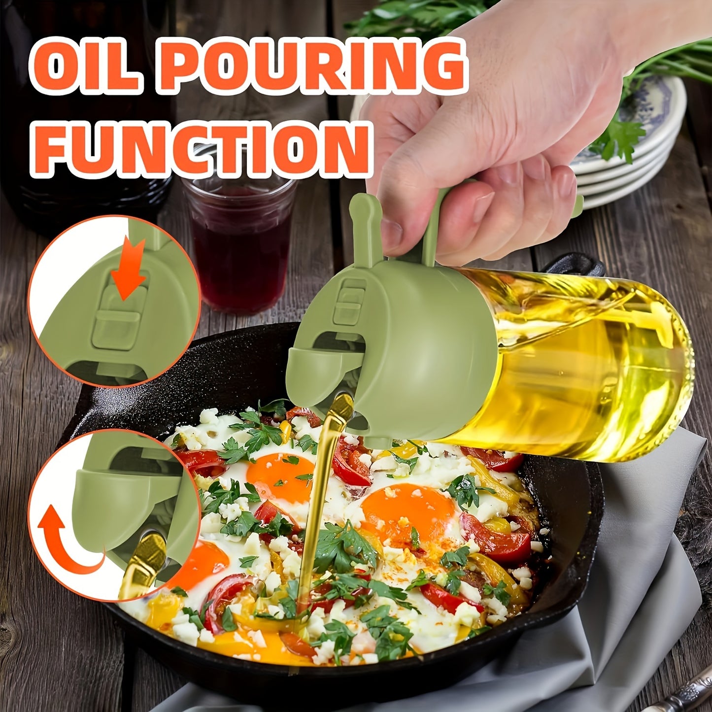 2pcs—Hand-Held Oil Spray Bottle, Oil Spray And Pour Oil 2 in 1, Olive Oil Sprayer And Oil Dispenser, Fat Reduction Oil Spray Pot Artifact, Kitchen Oil Dispenser Bottle, Oil Spray Bottle, Oil Sprayer, Oil Spray Bottle, for K