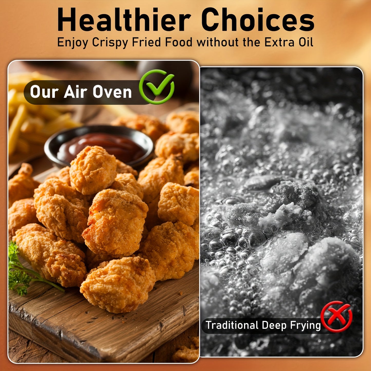 Bluebow 12QT Air Fryer Convection Oven with 12-in-1 Multi Function, Visible Window, Touchscreen, Healthy Choice, Oil-Free, Non-Stick Basket, Easy to Clean, One-Touch Operation, Baking, Heating, Air-drying, Fast Food