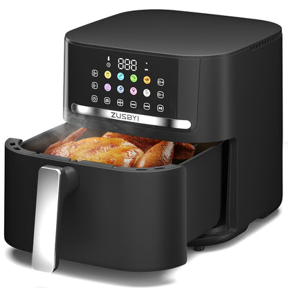 Air Fryer, 6.5QT Air Fryer Oven With Smart Coloful Screen, 10 in 1 Customizable Functions, 1-Touch Digital Display Large Air fryer, Shake Reminder, Up to 450°F, Nonstick Dishwasher-Safe Basket