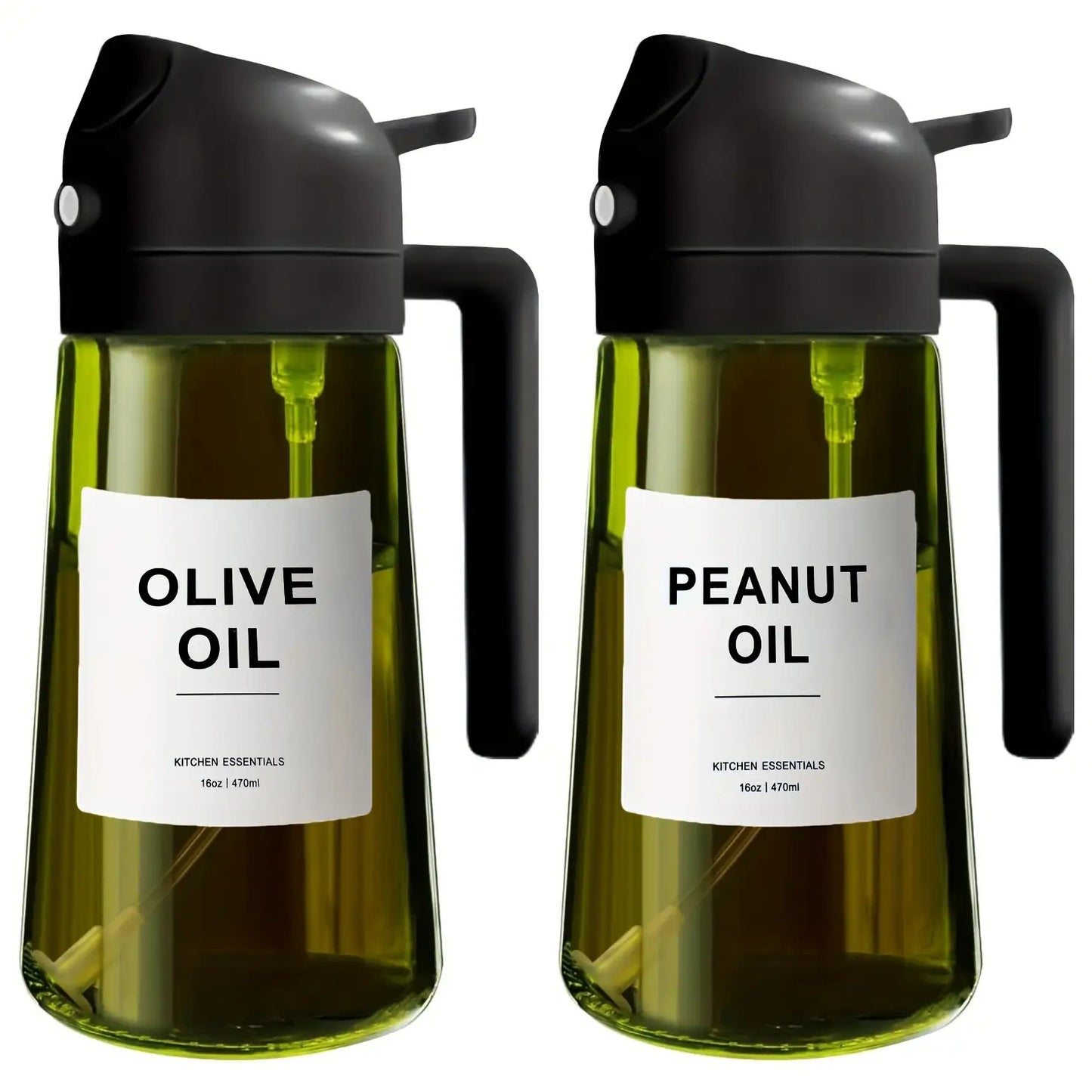Dark Green Olive Oil Sprayer, 16oz/470ml BPA-Free Food Grade, Light Blocking Design & Protective Packaging for Kitchen Cooking, Air Fryer Compatible | Modern Kitchenware | No Plastic Parts, for Culinary Use, Cooking Oil Spray