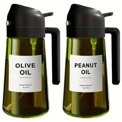 Dark Green Olive Oil Sprayer, 16oz/470ml BPA-Free Food Grade, Light Blocking Design & Protective Packaging for Kitchen Cooking, Air Fryer Compatible | Modern Kitchenware | No Plastic Parts, for Culinary Use, Cooking Oil Spray