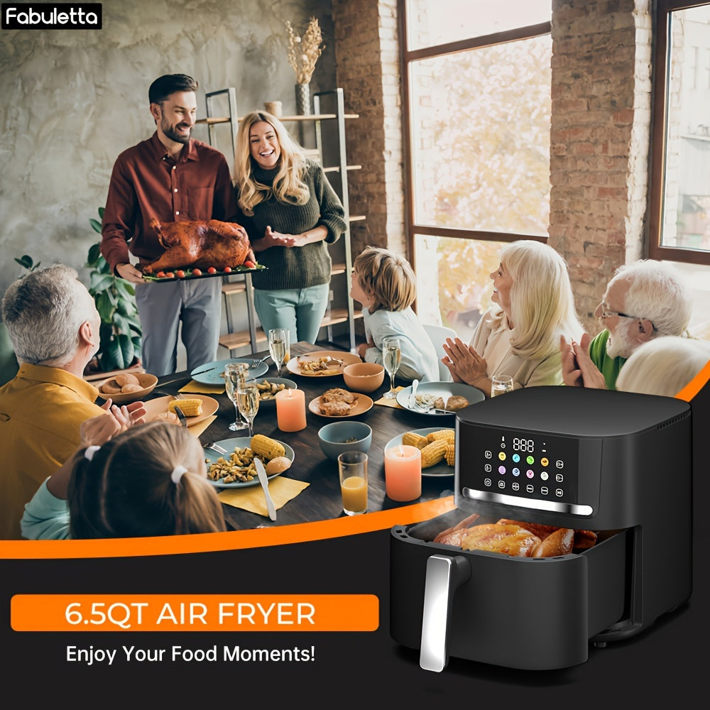 Air Fryer, 6.5QT Air Fryer Oven With Smart Coloful Screen, 10 in 1 Customizable Functions, 1-Touch Digital Display Large Air fryer, Shake Reminder, Up to 450°F, Nonstick Dishwasher-Safe Basket