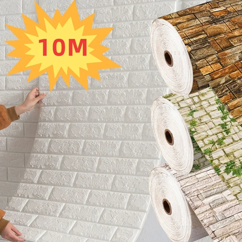 Waterproof 3D Foam Brick Wall Sticker for Home