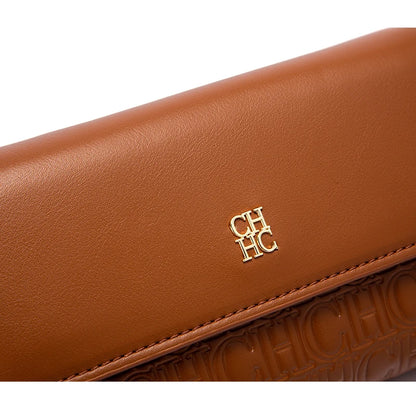 CH Women's Shoulder Bag New Magnetic Flip Chain Bag Brown Small Square Bag Wallet