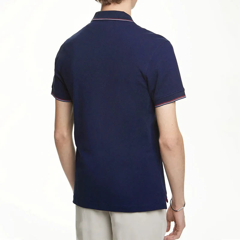 Men's Polo Top Casual Fashion Commuter Versatile Solid Color Men's Top Summer Fashion Business Men Pure Cotton Polo Top