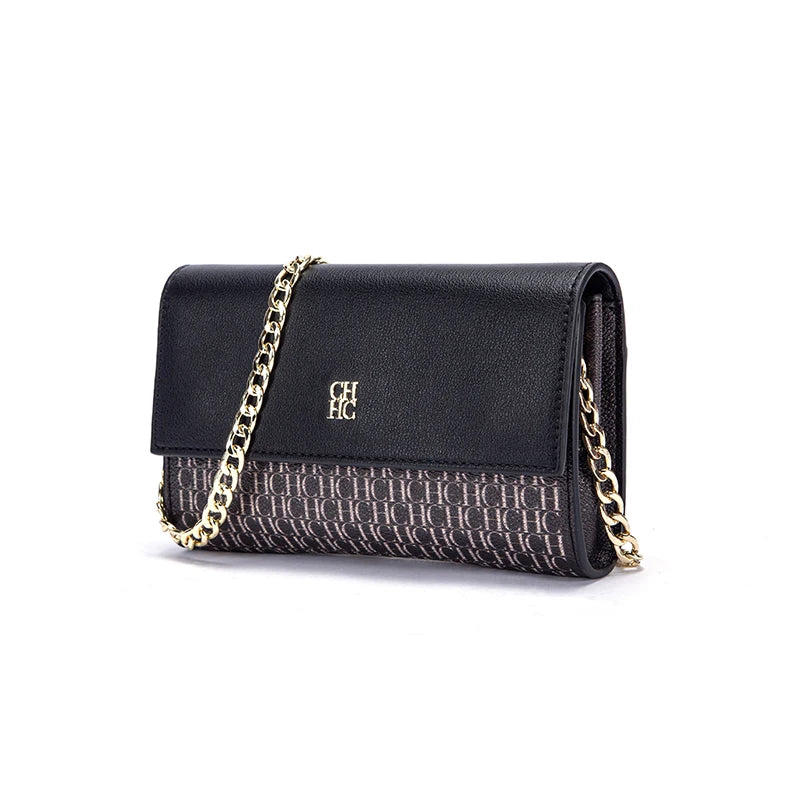 CH Women's Shoulder Bag New Magnetic Flip Chain Bag Brown Small Square Bag Wallet