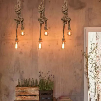 Vintage Hemp Rope Pendant Light E27 Industrial Style