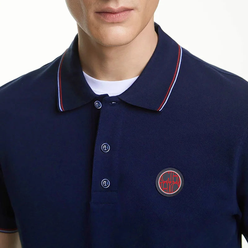 Men's Polo Top Casual Fashion Commuter Versatile Solid Color Men's Top Summer Fashion Business Men Pure Cotton Polo Top