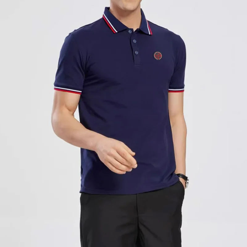 Men's Polo Top Casual Fashion Commuter Versatile Solid Color Men's Top Summer Fashion Business Men Pure Cotton Polo Top