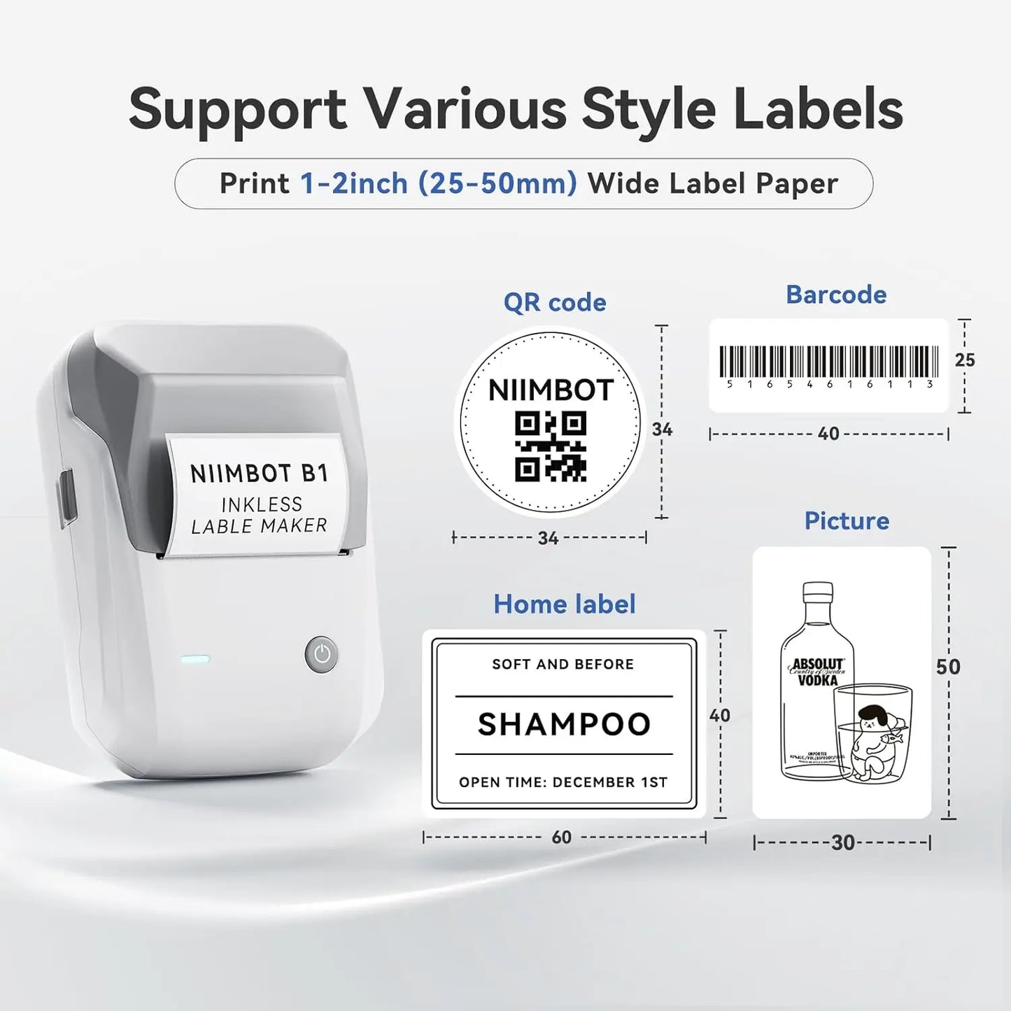 Portable Thermal Label Printer 2-Inch Bluetooth