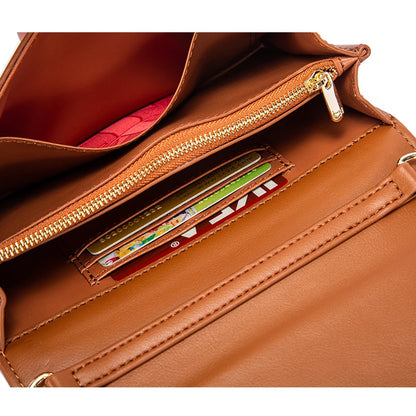 CH Women's Shoulder Bag New Magnetic Flip Chain Bag Brown Small Square Bag Wallet