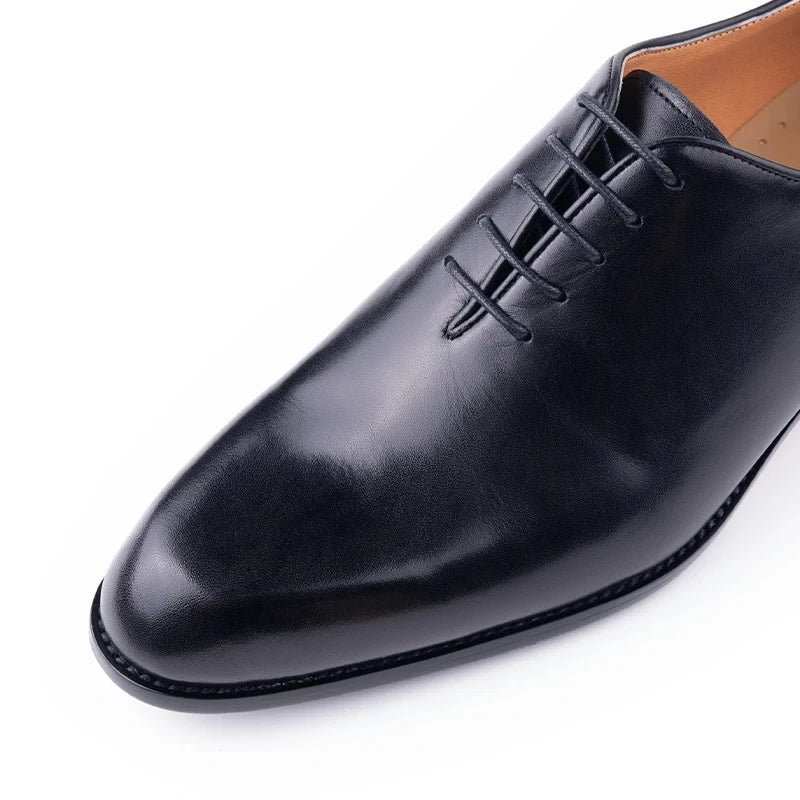 Classic Men's Pure Leather Shoes Solid Color Oxford Casual Business Office Dress Shoe For Gentleman Lace Up Comfortable