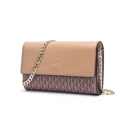 CH Women's Shoulder Bag New Magnetic Flip Chain Bag Brown Small Square Bag Wallet