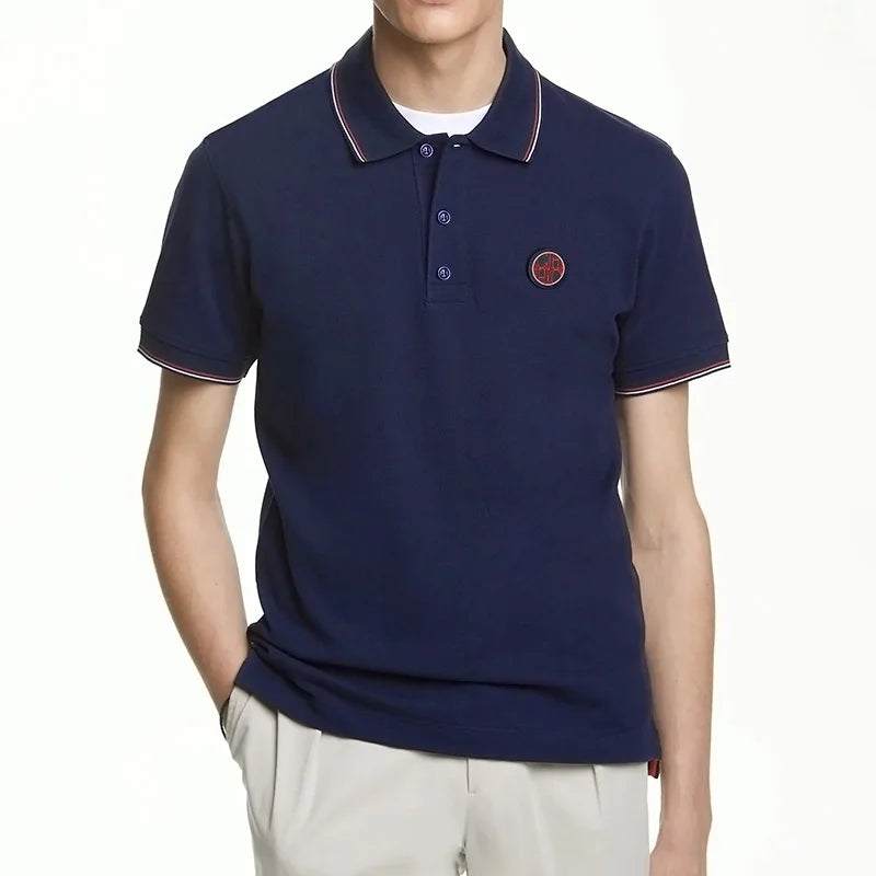 Men's Polo Top Casual Fashion Commuter Versatile Solid Color Men's Top Summer Fashion Business Men Pure Cotton Polo Top