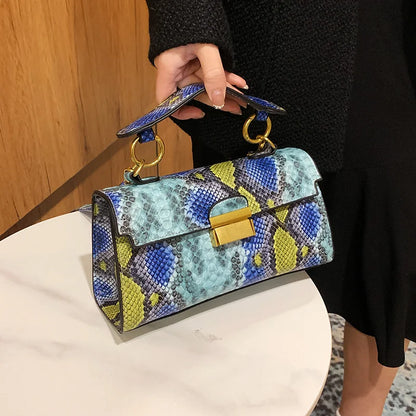 New Brand Luxury Designer Handbag Women Snake Pattern Leather Crossbody Purses Fashion Small Shoulder Bag Square