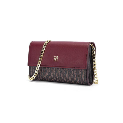 CH Women's Shoulder Bag New Magnetic Flip Chain Bag Brown Small Square Bag Wallet