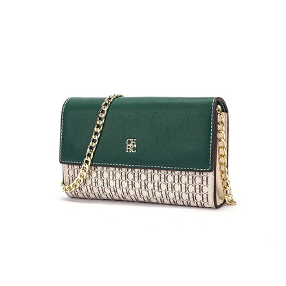 CH Women's Shoulder Bag New Magnetic Flip Chain Bag Brown Small Square Bag Wallet