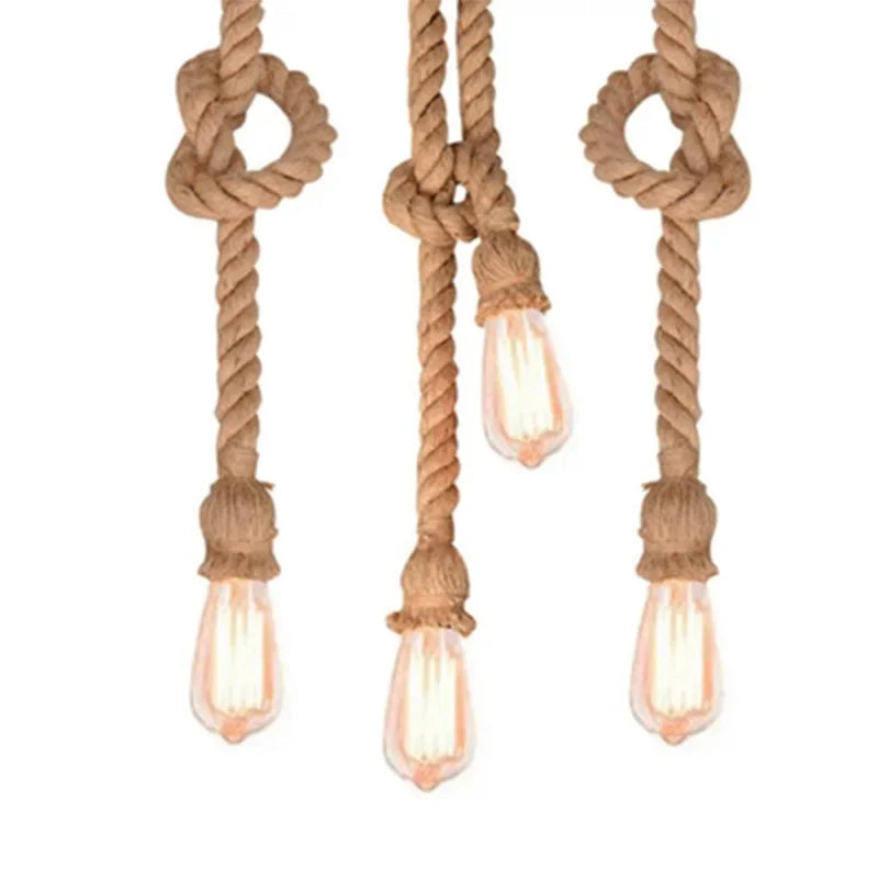 Vintage Hemp Rope Pendant Light E27 Industrial Style
