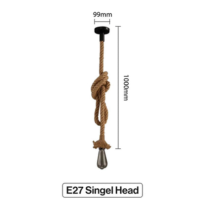 Vintage Hemp Rope Pendant Light E27 Industrial Style