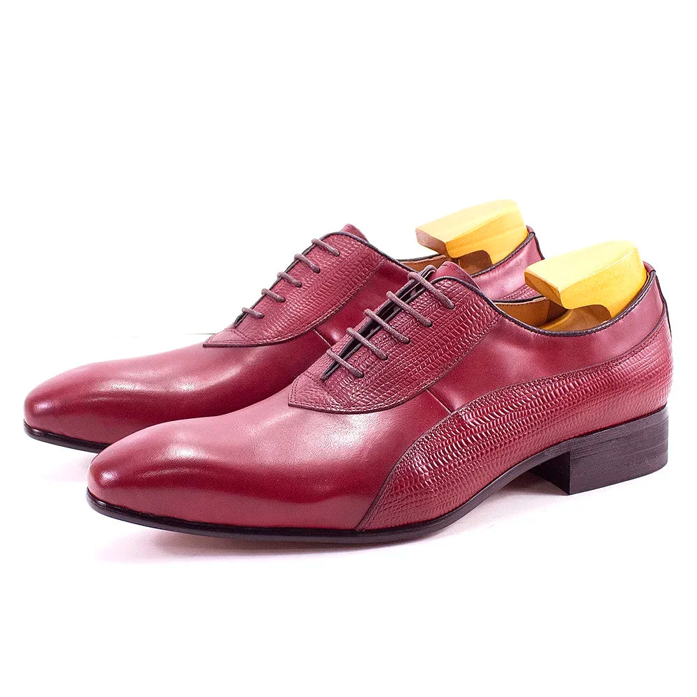 Luxury Genuine Leather Men's Dress Shoes Oxford Handmade Formal Office Business Wedding Classic Lace-Up Footwear