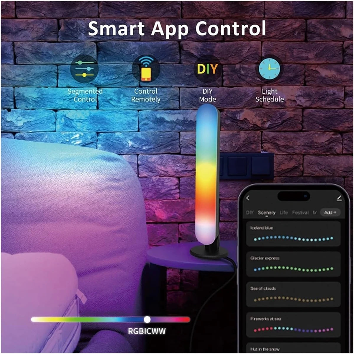 RGB Music Rhythm Light Bars USB Rechargeable Set