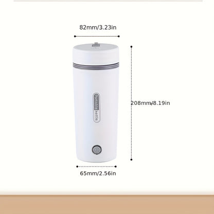 Compact 300W Stainless Steel Electric Kettle - Leak-Proof & Fast Boiling, Portable with Insulated Cup for Travel, White with Black Accents, US Plug, Portable Kettle