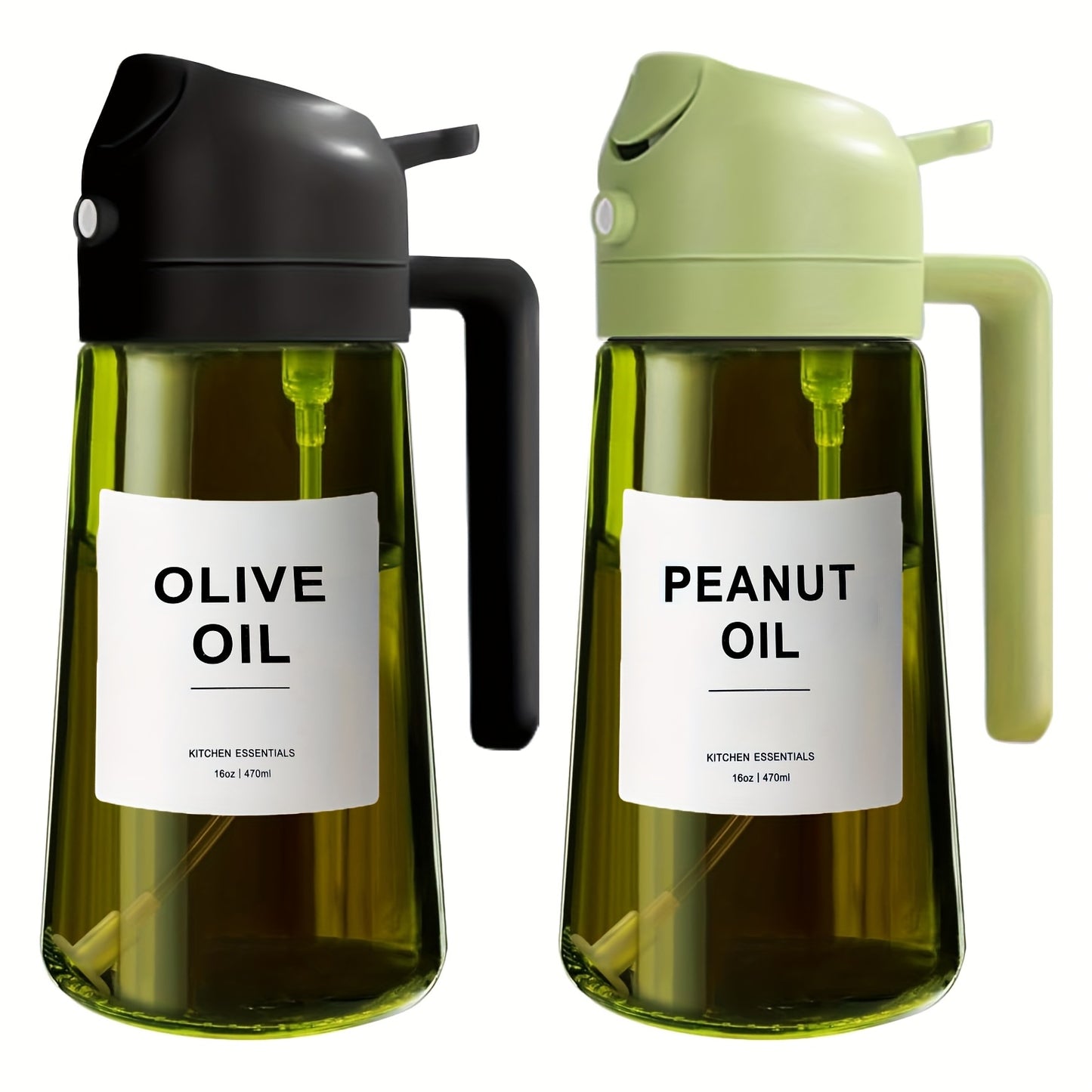Dark Green Olive Oil Sprayer, 16oz/470ml BPA-Free Food Grade, Light Blocking Design & Protective Packaging for Kitchen Cooking, Air Fryer Compatible | Modern Kitchenware | No Plastic Parts, for Culinary Use, Cooking Oil Spray