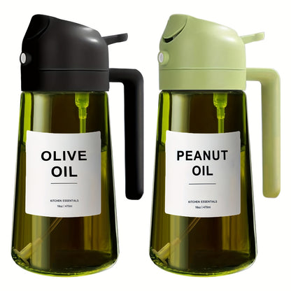 Dark Green Olive Oil Sprayer, 16oz/470ml BPA-Free Food Grade, Light Blocking Design & Protective Packaging for Kitchen Cooking, Air Fryer Compatible | Modern Kitchenware | No Plastic Parts, for Culinary Use, Cooking Oil Spray