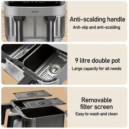 Upgraded 10-Quart Dual Pot Touch Screen Air Fryer Oven14 Functions To Cook Anything One Button Cooks All Recipes Cooks Two Different Foods Simultaneously Holiday Gift Multi-Function Air Fryer Family Essentials Reduce Cooking