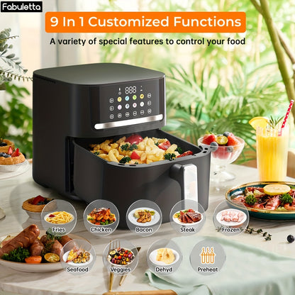 Air Fryer, 6.5QT Air Fryer Oven With Smart Coloful Screen, 10 in 1 Customizable Functions, 1-Touch Digital Display Large Air fryer, Shake Reminder, Up to 450°F, Nonstick Dishwasher-Safe Basket