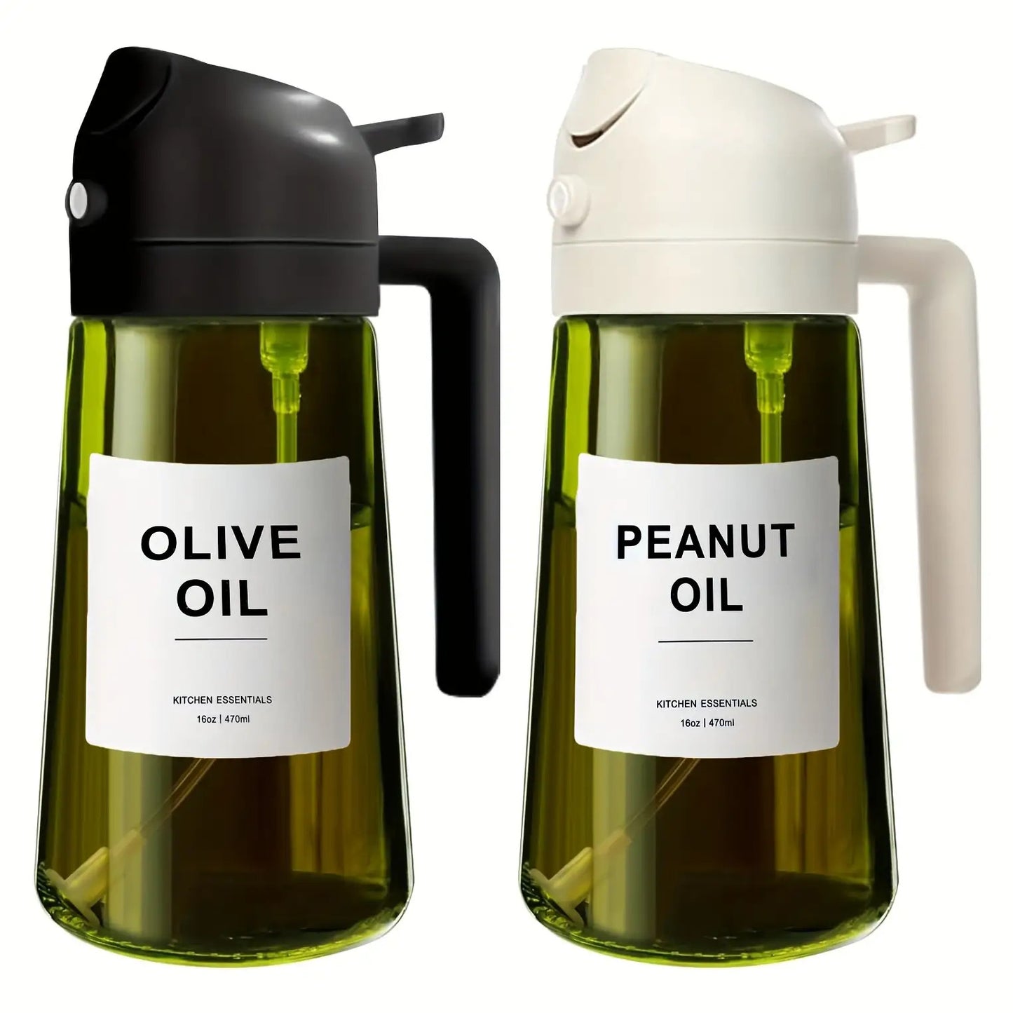 Dark Green Olive Oil Sprayer, 16oz/470ml BPA-Free Food Grade, Light Blocking Design & Protective Packaging for Kitchen Cooking, Air Fryer Compatible | Modern Kitchenware | No Plastic Parts, for Culinary Use, Cooking Oil Spray