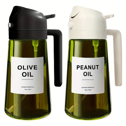 Dark Green Olive Oil Sprayer, 16oz/470ml BPA-Free Food Grade, Light Blocking Design & Protective Packaging for Kitchen Cooking, Air Fryer Compatible | Modern Kitchenware | No Plastic Parts, for Culinary Use, Cooking Oil Spray