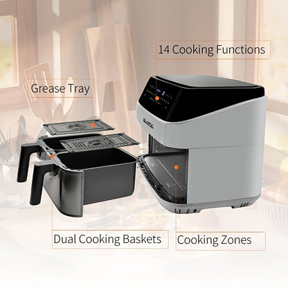 Upgraded 10-Quart Dual Pot Touch Screen Air Fryer Oven14 Functions To Cook Anything One Button Cooks All Recipes Cooks Two Different Foods Simultaneously Holiday Gift Multi-Function Air Fryer Family Essentials Reduce Cooking