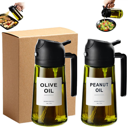 Dark Green Olive Oil Sprayer, 16oz/470ml BPA-Free Food Grade, Light Blocking Design & Protective Packaging for Kitchen Cooking, Air Fryer Compatible | Modern Kitchenware | No Plastic Parts, for Culinary Use, Cooking Oil Spray