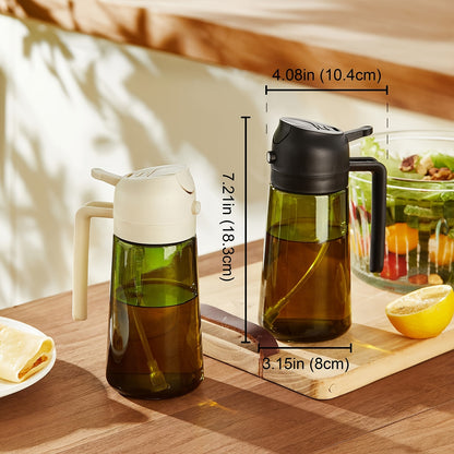 Dark Green Olive Oil Sprayer, 16oz/470ml BPA-Free Food Grade, Light Blocking Design & Protective Packaging for Kitchen Cooking, Air Fryer Compatible | Modern Kitchenware | No Plastic Parts, for Culinary Use, Cooking Oil Spray