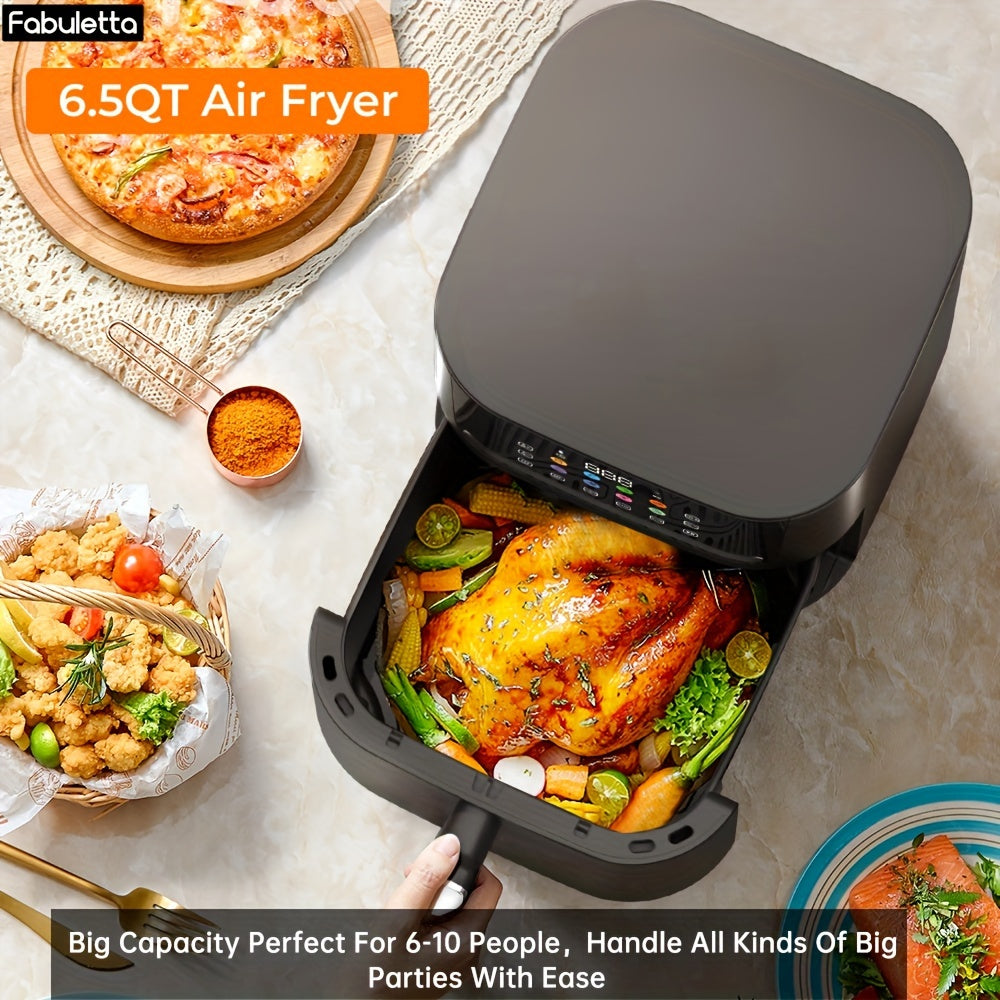 Air Fryer, 6.5QT Air Fryer Oven With Smart Coloful Screen, 10 in 1 Customizable Functions, 1-Touch Digital Display Large Air fryer, Shake Reminder, Up to 450°F, Nonstick Dishwasher-Safe Basket